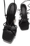 Tie tie square head wine glass and high heel slippers
