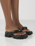 Mid heeled square heel breathable and elevated round toe herringbone sandals