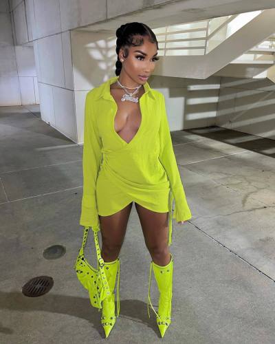 Sexy pleated cross over shirt skirt