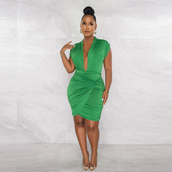 Sexy V-neck two-piece nightclub dress set