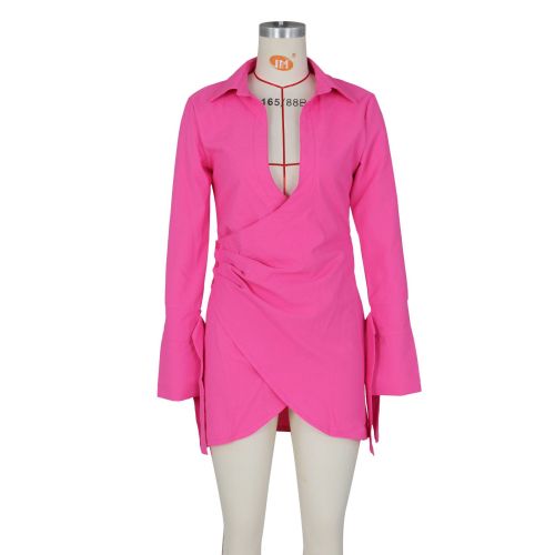 Sexy pleated cross over shirt skirt