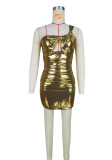 Sexy pleated sloping shoulder slim fitting dress