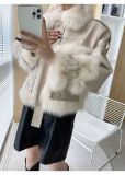 Fox fur patchwork faux fur motorcycle retro loose jacket