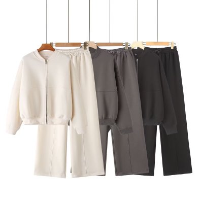 Zipper pilot jacket jacket style hoodie pants set