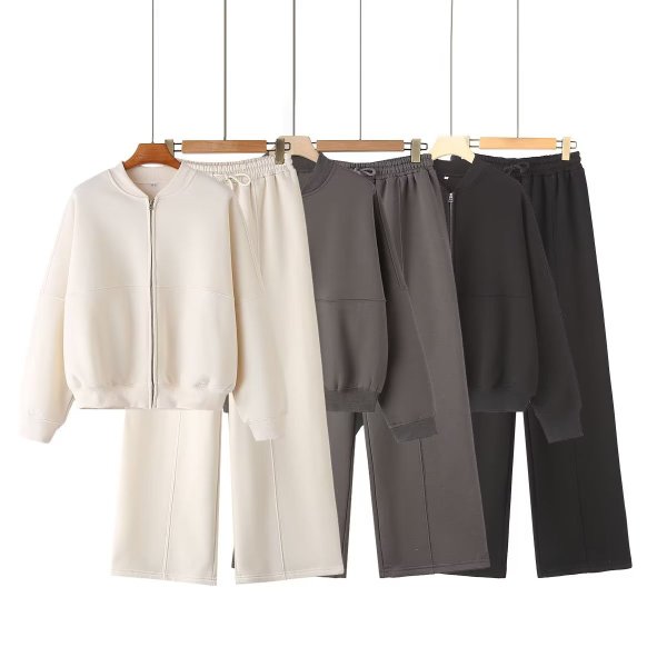 Zipper pilot jacket jacket style hoodie pants set