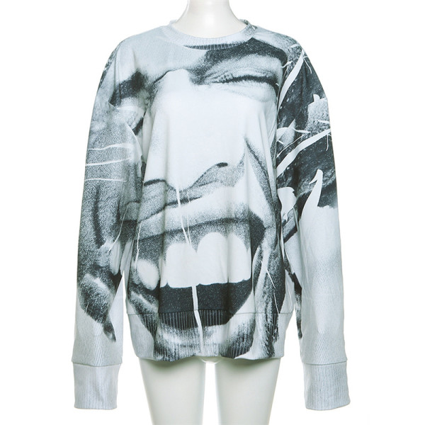 3D printed long sleeved casual hoodie T-shirt