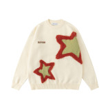 Loose and versatile couple round neck long sleeved knitted sweater