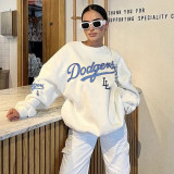 Round neck letter printed long sleeved hoodie