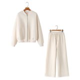 Zipper pilot jacket jacket style hoodie pants set