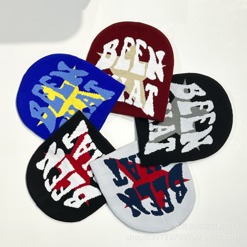 Letter Jacquard Knitted Hat