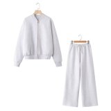 Zipper pilot jacket jacket style hoodie pants set