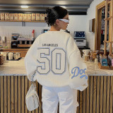 Round neck letter printed long sleeved hoodie