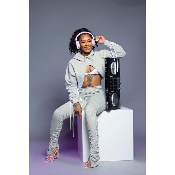 Split strap pleated pants hoodie two-piece pants set