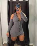 Fashionable Thread Deep V Wrap Hip Short Dress Dress