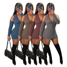 Fashionable Thread Deep V Wrap Hip Short Dress Dress
