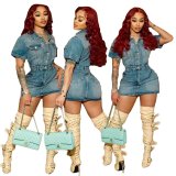 Denim short sleeved dress