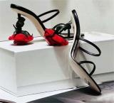 Rose nail polish high heel leather sandals