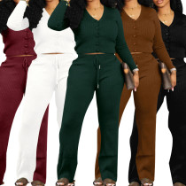 Comfortable fabric V-neck set
