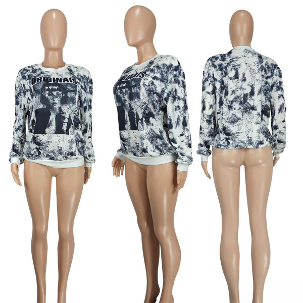 Leisure printed long sleeved women's T-shirt