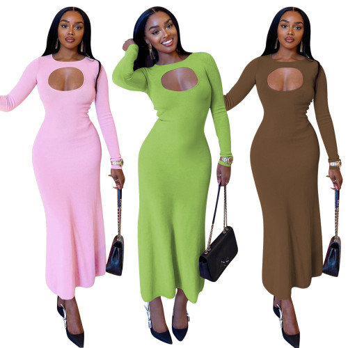 Sexy and fashionable exposed thread dress