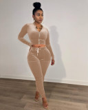 Leisure waist revealing non toppling velvet set