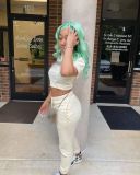 Casual short sleeved round neck printed two-piece set of sanitary pants