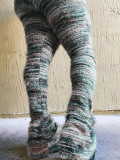 Women's colorful striped plush personalized plush pants pile up pants