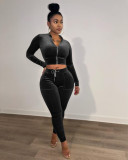 Leisure waist revealing non toppling velvet set