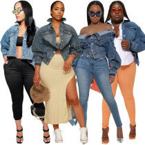 Irregular double wearing denim jacket