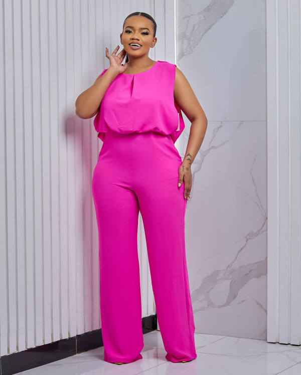 Temperament backless sleeveless top wide leg long pants jumpsuit