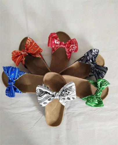 Bow tie flat bottomed slippers for women wearing lazy shoes