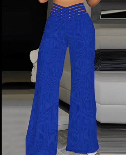 Jacquard elastic fabric micro flared pants