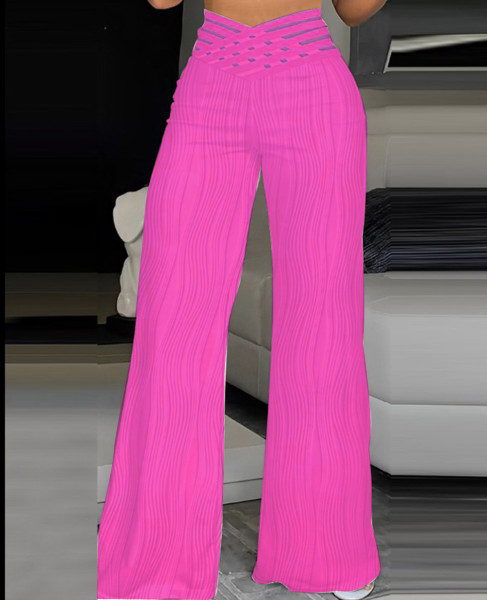 Jacquard elastic fabric micro flared pants