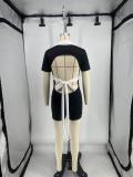Contrast collar tight fitting casual shorts