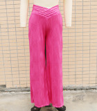 Jacquard elastic fabric micro flared pants