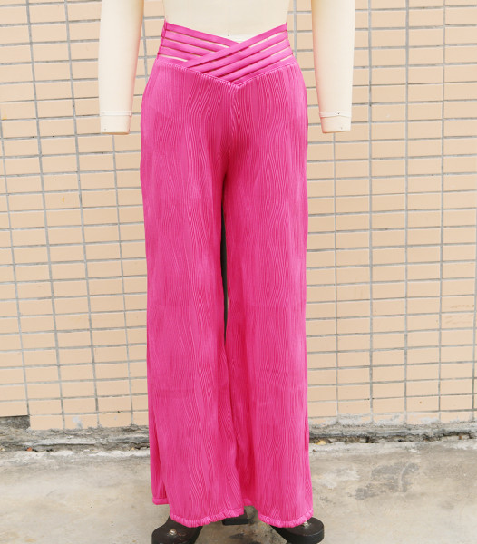 Jacquard elastic fabric micro flared pants