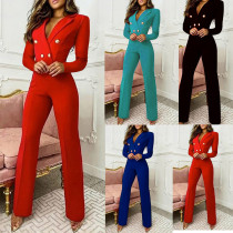 Long sleeved slim fit professional jumpsuit