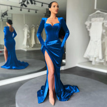 Slim fit, sexy, chest revealing, high waisted gloves, Korean velvet dress, dress Slim fit, sexy, chest revealing, high waisted gloves, Korean velvet dress, dress