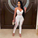 Mesh perspective sexy camisole jumpsuit pants OS6161