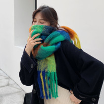 Thickened double-sided color blocking and enlarged shawl, imitation cashmere tassel scarf Thickened double-sided color blocking and enlarged shawl, imitation cashmere tassel scarf