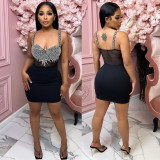 Sexy slit slim fit pleated strapless dress