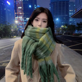 Striped mohair plaid scarf
