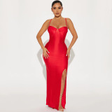 Women's sexy suspender nightclub long socialite evening dress