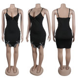Hot Diamond Bow Split Elastic Wrap Hip Strap Dress