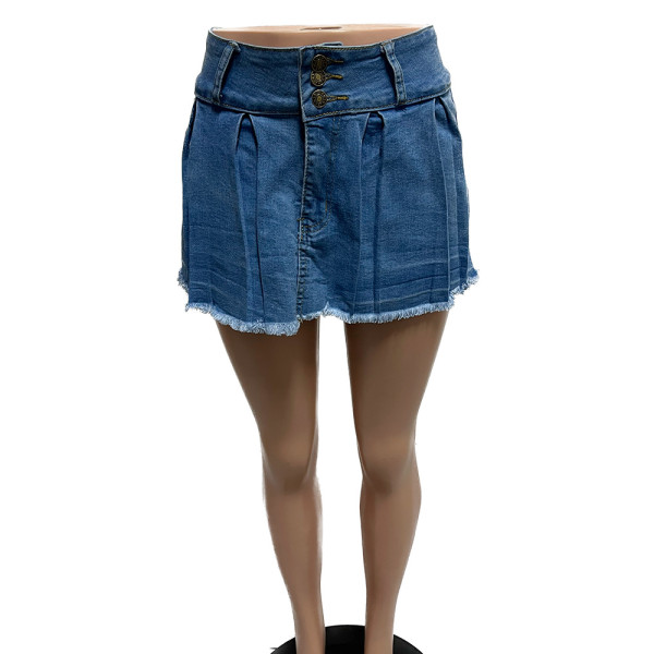 Nostalgic washed elastic denim cotton ultra short buttocks skirt pants