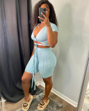 Women's solid color strapping tight thread sexy set