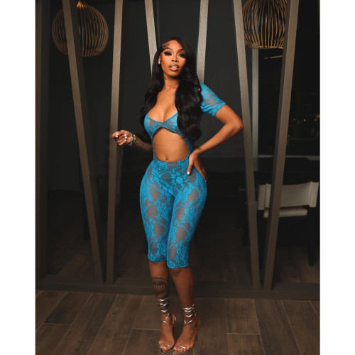 Sexy nightclub style mesh jumpsuit