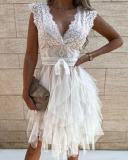 Sexy V-neck lace patchwork dress