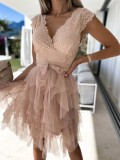 Sexy V-neck lace patchwork dress