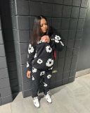 Kapok popular printed hoodie sports loose set